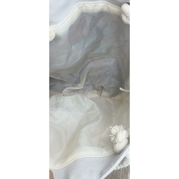 Embroidered Floral Shoulder Bag Zippered Rope Handle Boho Cottagecore Pocketbook - Picture 5 of 7